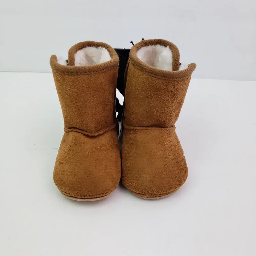 Zac & Evan Infant Baby Size 2 3-6 Months Brown Suede Slipper Boots